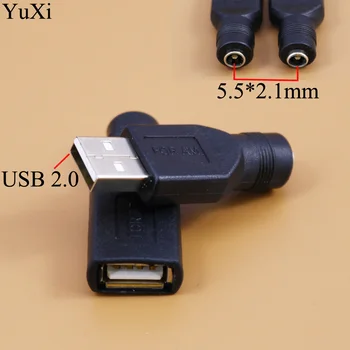 YuXi DC 5.5*2.1 mm tomada fêmea do USB 2.0 Macho Plug de Alimentação DC 5V Plugues Conector de Adaptador de Laptop PC 1