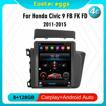 2 Din Tesla Android 4G Carplay Para Honda Civic 9 FB FK FD 2011-2015 auto-Rádio de Navegação GPS Multimídia Player Estéreo 1