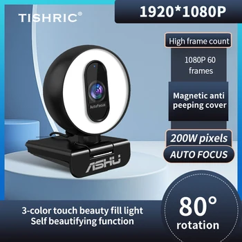 TISHRIC Full HD de Computador da Web Câmera Webcam 1080P 60fps com Microfone, Web Cam USB PC Camera Para o Webcast de Rede de Ensino 2