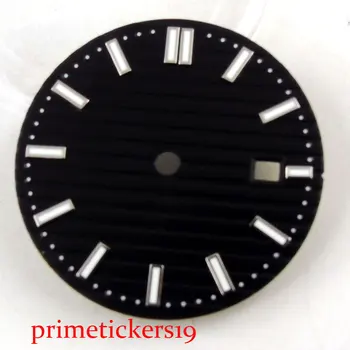 De 31,7 mm preto mostrador do relógio janela de data ajuste 2836 mingzhu 2813 4813 movimento 1