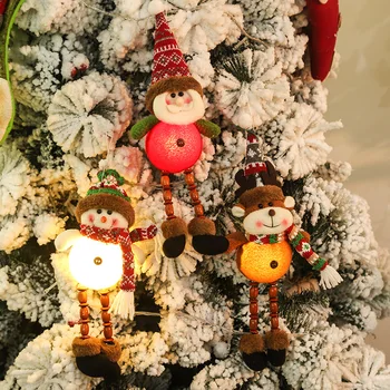 1pcs de Natal dos desenhos animados Bonitos Luminosa Papai Noel Boneco de neve Elk Suspensão Boneca Pingente Boneca Decorações