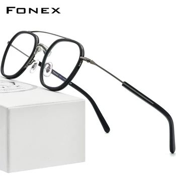 FONEX Acetato de Titânio Óptico de Óculos com Armação de Homens Praça de Óculos de grau as Mulheres 2022 Retro Miopia Espetáculo Óculos F85733 1