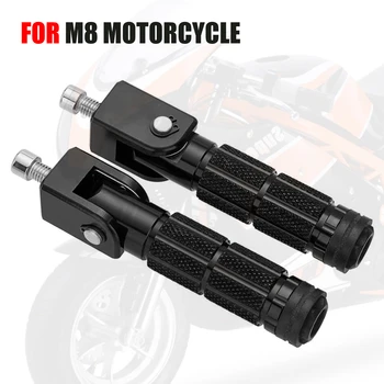 2 Pcs M8 8mm Motocicleta Motor Bike Dobrável para os pés Footpegs Pés de Pinos Traseiros Pedais Conjunto de CNC em Alumínio da Motocicleta Parte 2