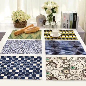 Artística Abstrata Geométrica Mandala Vida de 4 peças Conjunto de Cozinha, Tapetes de Mesa de Roupa de cama de Algodão toalha de Mesa Padrão Decorativo Individuais 1