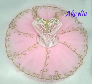 7 camadas de cor-de-rosa ballet tutu prato profissional panqueca ballet tutu fada da Flor de menina desempenho de vestido cor-de-rosa de veludo prática 1