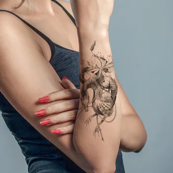 Pterodáctilo Totem Impermeável Tatuagem Temporária Adesivo Preto Higan Flores Fake Tattoos o Flash Tatoos Braço de Arte no Corpo, para as Mulheres, Homens 1