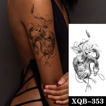 Pterodáctilo Totem Impermeável Tatuagem Temporária Adesivo Preto Higan Flores Fake Tattoos o Flash Tatoos Braço de Arte no Corpo, para as Mulheres, Homens 2
