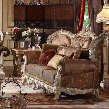 Personalizado francês tribunal de madeira maciça sofá assembleia 123 pessoas Europeia pano sofá villa hotel mobiliário de designer 2