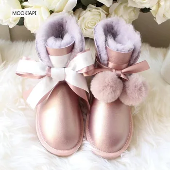 2019 qualidade superior da marca mulheres botas de neve, real de pele de carneiro, 100% lã natural, mulheres elegantes sapatos, 6 cores 1