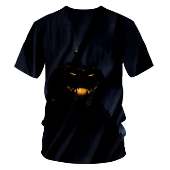 CJLM de Halloween de Novo Gótico Homens Elastano T-Shirt em 3D O Pescoço Camiseta Impressa Engraçado Abóbora Street Wear T-shirt Recomendo 2