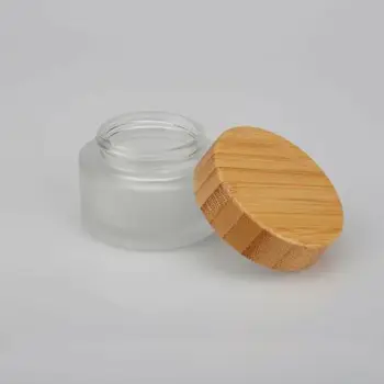 105PCS 1 oz 30g Reutilizável Fosco Vidro Frascos de Cosméticos de bambu tampa Vazia Face Cream Bálsamo Labial 2