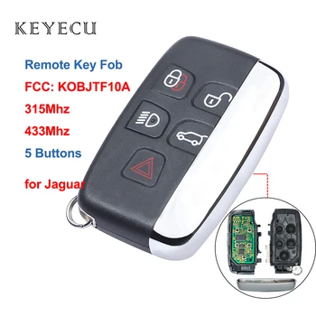 Keyecu Smart Remote Chave do Carro Fob 5 Botões 315 / 433Mhz para a Jaguar XF, XJ XK XE 2013 2014 2015 2016 2017 FCC ID: KOBJTF10A 1