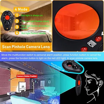 Camera Finder 130dB Vibração E Som de Alarme de Mini Viagem Sensor de Choque Anti - Espião Detector sem Fio da Câmera de Lente de Dispositivos Ocultos 1