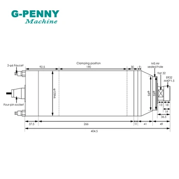 g-penny 7,5 kw ER32 tipo de marca de água de arrefecimento do eixo do motor 220v/380v Diameter125mm 400-800Hz Pólo=4 2