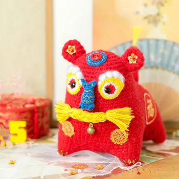 Susan Família DIY Kit de Crochê de Malha Brinquedos Busca de Fortuna - de Malha Tigre Pacote de Material de Crochê Boneca Kit 1