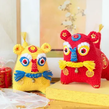 Susan Família DIY Kit de Crochê de Malha Brinquedos Busca de Fortuna - de Malha Tigre Pacote de Material de Crochê Boneca Kit 2