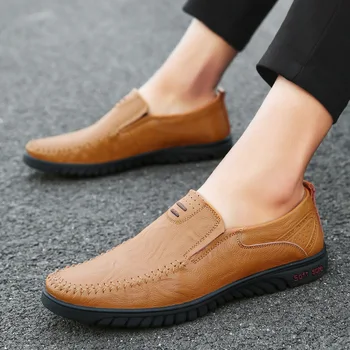 Mens Casual Deslizar sobre Sapatos de Homem de pele Natural de Oxford Homens Sapatos 47 Conforto Macio Formal Sapatos Clássicos Homens Driver Loafer 1