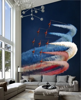 3D personalizado grande mural,lindo céu, colorido grupo de aeronaves cruzou fotografia de paisagem,sala de TV de parede papel de parede do quarto 2