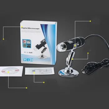 1600X 1000X 800X 500 X 200 X USB Microscópio Digital Portátil de Interface Eletrônica Lupa 8 LEDs Endoscópio Câmera com Suporte 2