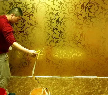 Ouro folha de papel de parede de ouro de prata de estilo Europeu, ranunculus vetch folha de teto, sala de estar, quarto PLANO de fundo de papel de parede 1