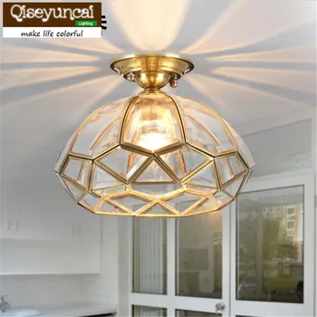 Qiseyuncai estilo Americano clássico cheio de cobre lâmpada do teto em estilo rural corredor lâmpada de alta final de lâmpadas e lanternas 1