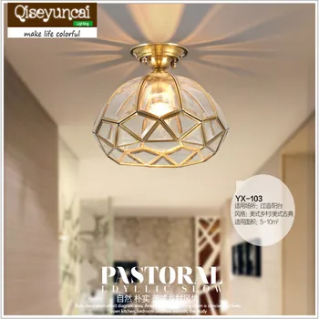 Qiseyuncai estilo Americano clássico cheio de cobre lâmpada do teto em estilo rural corredor lâmpada de alta final de lâmpadas e lanternas 2