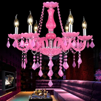 Lustre De Cristal Cor-De-Rosa, Decoração De Luxo Hanging Lamp Quartos, Sala Villa Hall De Entrada Moderno Suspensão Lustre 1
