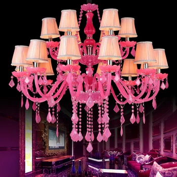 Lustre De Cristal Cor-De-Rosa, Decoração De Luxo Hanging Lamp Quartos, Sala Villa Hall De Entrada Moderno Suspensão Lustre 2