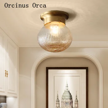 Toda a américa cobre de ouro pequena lâmpada de teto varanda, escada, corredor moderno, simples, clássico do LED teto de vidro da lâmpada 1