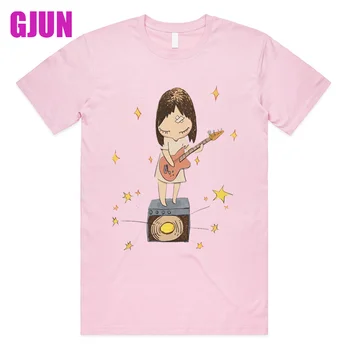 100% do Algodão do Unisex Tops Yoshitomo Nara Guitarra Verão T-shirt de Algodão Homens T-Shirt Nova TEE TSHIRT Harajuku Mulheres Gráfico Tshirts 2