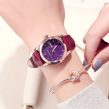 2018 GUOU de Luxo Feminino Relógio de Moda as Mulheres pulseira de Couro Genuíno Reloj mujer Senhoras Aluno Relógios Impermeável relógio masculino 2
