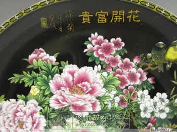 Jingdezhen archaize o de porcelana riquezas, flores, pratos, enfeites (preto) 2