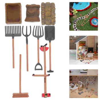 1 Conjunto de miniaturas de ferramentas agrícolas Mini Fazenda Ferramenta Mini Casa Ferramenta de Jardim para Crianças