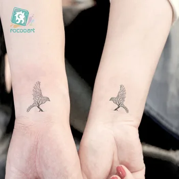 Impermeável Tatuagem Temporária autocolante árvore lobo esquilo veado pássaro tatto de Transferência de Água do flash falso tatoo 10.5*6cm para mulher homem 1