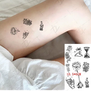 Impermeável da Etiqueta Temporária Tatuagem Ins Preto Pequenos do teste Padrão de Ampulheta Astronauta Arte do Corpo Flash Tatoo Falso Tatto para Mulheres, Homens 1