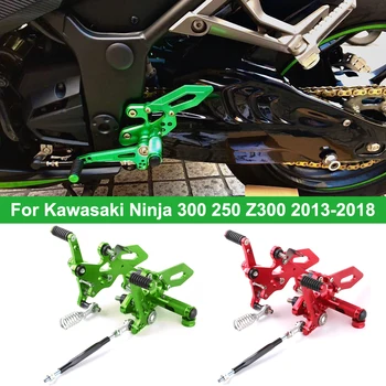 Para a Kawasaki Ninja 300 Rearsets apoio para os Pés Ajustável Descanso para os Pés de Pinos Pedal NINJA 250 EX300 Z250 Z300 2013 2014 2015 2016 2017 2018 1
