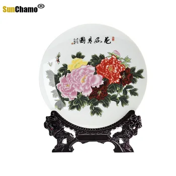 Jingdezhen de Cerâmica Dourada Riqueza de Porcelana, Placa Decorativa Metope Para a Sala de Casa Criativa e do Mobiliário de Decoração 26CM CN 1