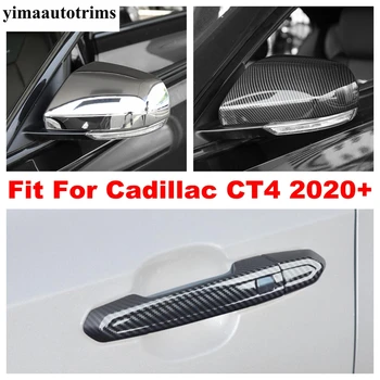 Do lado do Puxador da Porta Garra / Espelho Retrovisor Tampas Tampa de acabamento Para Cadillac CT4 2020 2021 2022 ABS Cromado / Fibra de Carbono, Kit Exterior 1