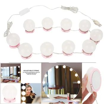 Espelho de maquilhagem Vaidade de Lâmpadas de LED Kit Porta USB de Carregamento de Cosméticos Iluminado Espelhos Bulbo Ajustável Brilho das luzes 1