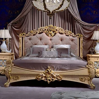 Personalizado francês tribunal de madeira maciça cama de casal Europeu pano grande cama quarto principal Princesa 1.8 casamento de cama de luxo italiana 2