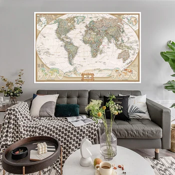 150x225cm O Mundo Físico Mapa Não-tecido Impermeável Mapa de Importantes Rios Do Mundo para o Escritório de Pesquisa de material Escolar 2