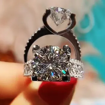 WUKALO de Luxo Embutidos CZ Pedra Feminino Anéis Lindos Anéis de Noivado para Namorada Aniversário, Presente de Amor na Moda Jóias de Casamento