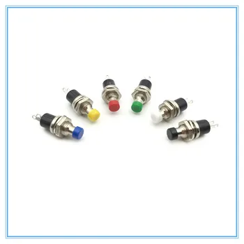 10Pcs 7mm Thread Multicolor 2 Pinos Momentânea Interruptor de Botão de pressão 1NO PBS-110 1