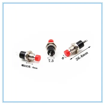 10Pcs 7mm Thread Multicolor 2 Pinos Momentânea Interruptor de Botão de pressão 1NO PBS-110 2