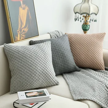 Super macio Imitação de algodão sólido capa de almofada em casa, de cama, travesseiro capa de sofá decorativo 3D círculo de diamante fronha escritório do hotel