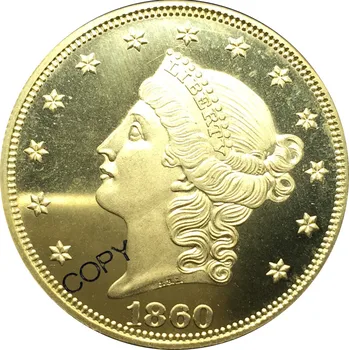 Estados unidos De 1860 1860 O 1860 S Liberty Cabeça moedas de Ouro o Valor de Vinte Dólares Bronze Cópia da Moeda 1