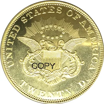 Estados unidos De 1860 1860 O 1860 S Liberty Cabeça moedas de Ouro o Valor de Vinte Dólares Bronze Cópia da Moeda 2