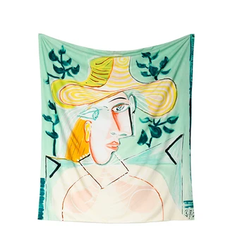 Picasso Menina Pintura Tapeçaria Resumo Retrato Impresso Parede Pano De Cortina Decorativa Sala De Suspensão De Tecido De Decoração Artística 1