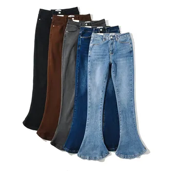 Mulher Chique Jeans de Cintura Alta Slim Stretch Denim, Calças Skinny 2022 Feminina Rua Y2k Mãe Jeans