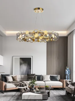Pós-moderno de Luxo LED Candelabro Sala de estar, Restaurante, Quarto Simples Art Deco Lâmpada Loja de Roupa Nova Rodada de Vidro Hanging Lamp 2